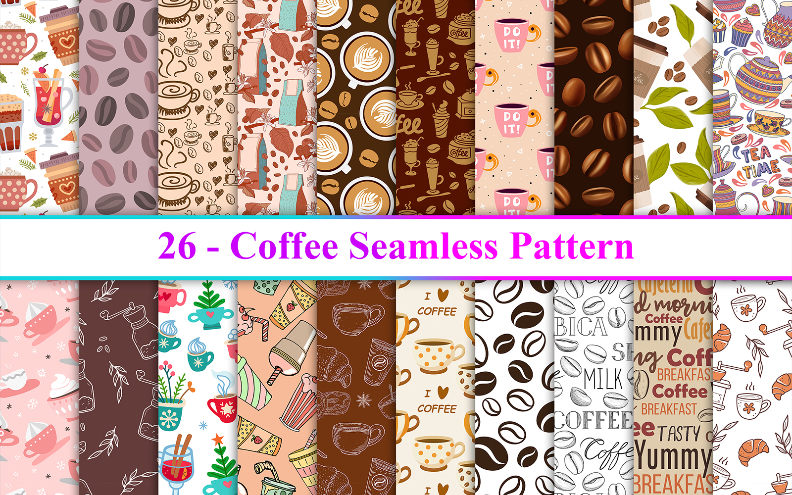 Coffee Seamless Pattern, Coffee Pattern, Coffee Background