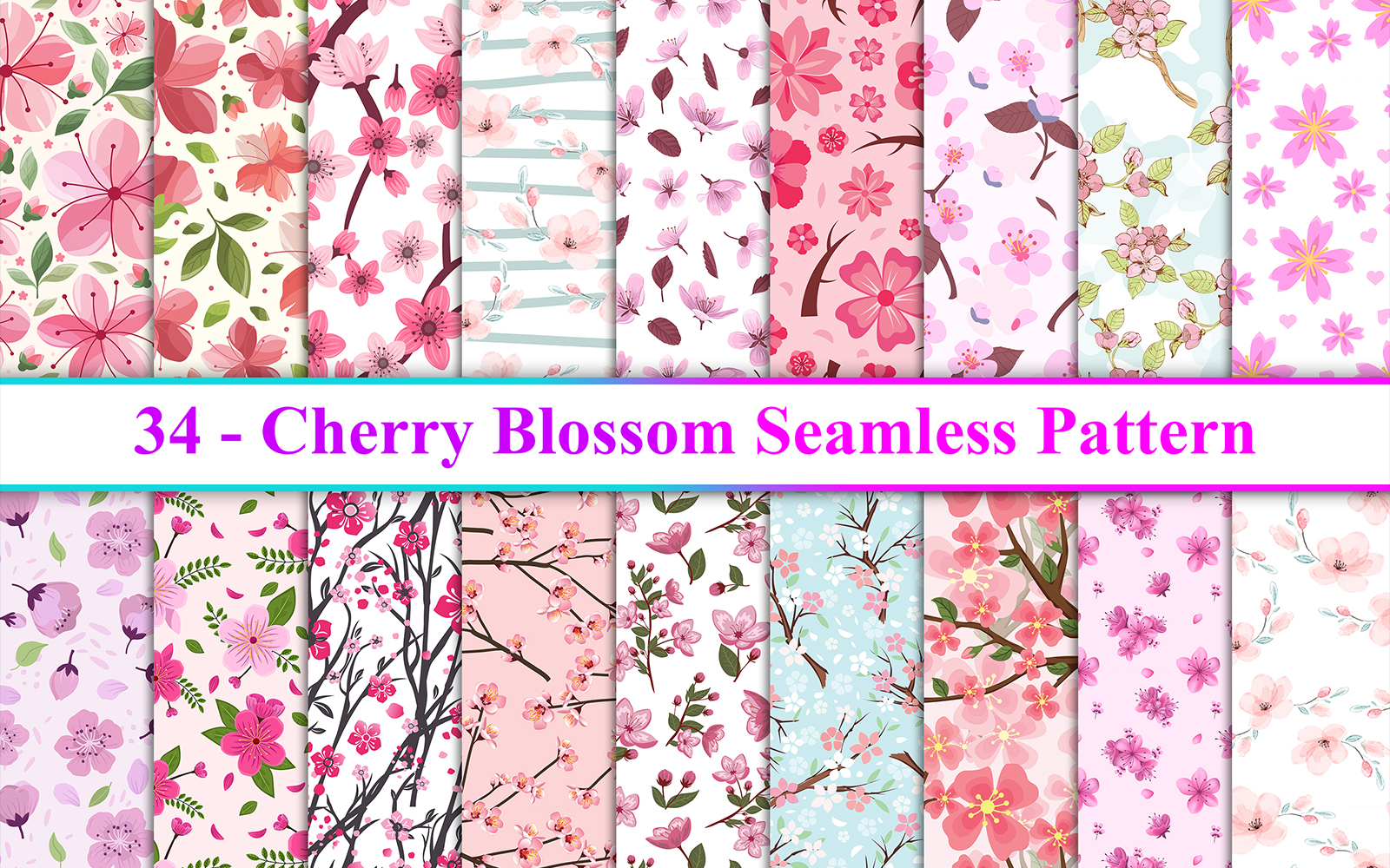 Cherry Blossom Flower Seamless Pattern Digital Paper