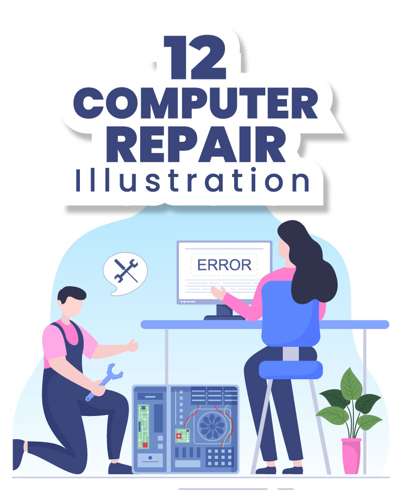 12 Computer Repair or Service Illustration
