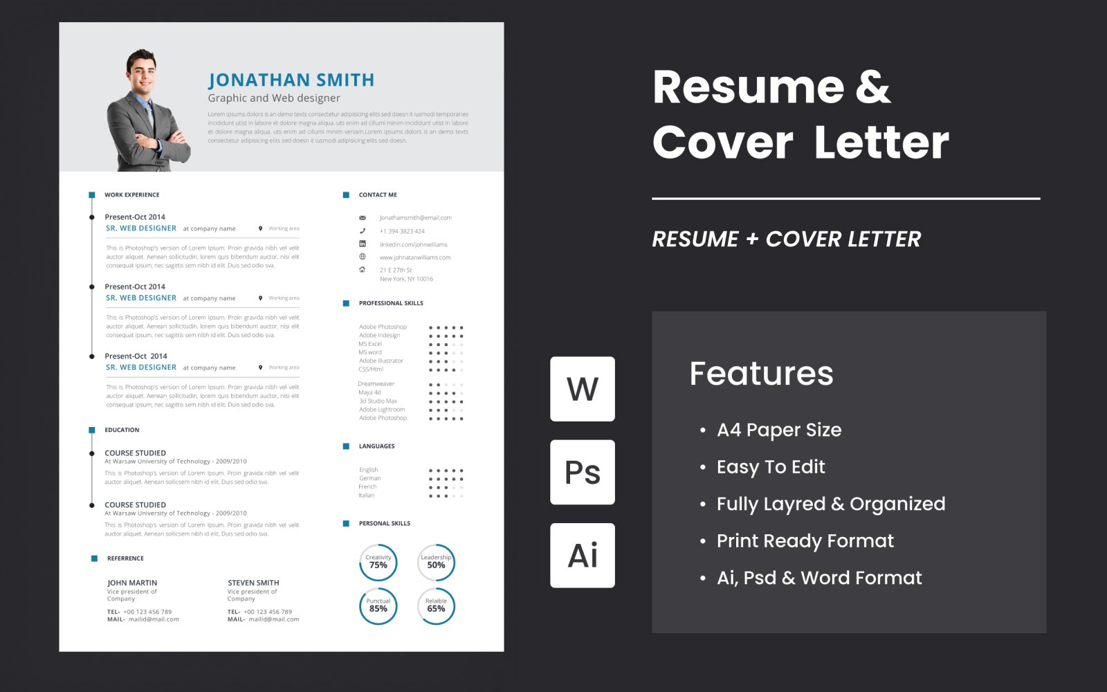 Modern Resume And Cover Letter Template