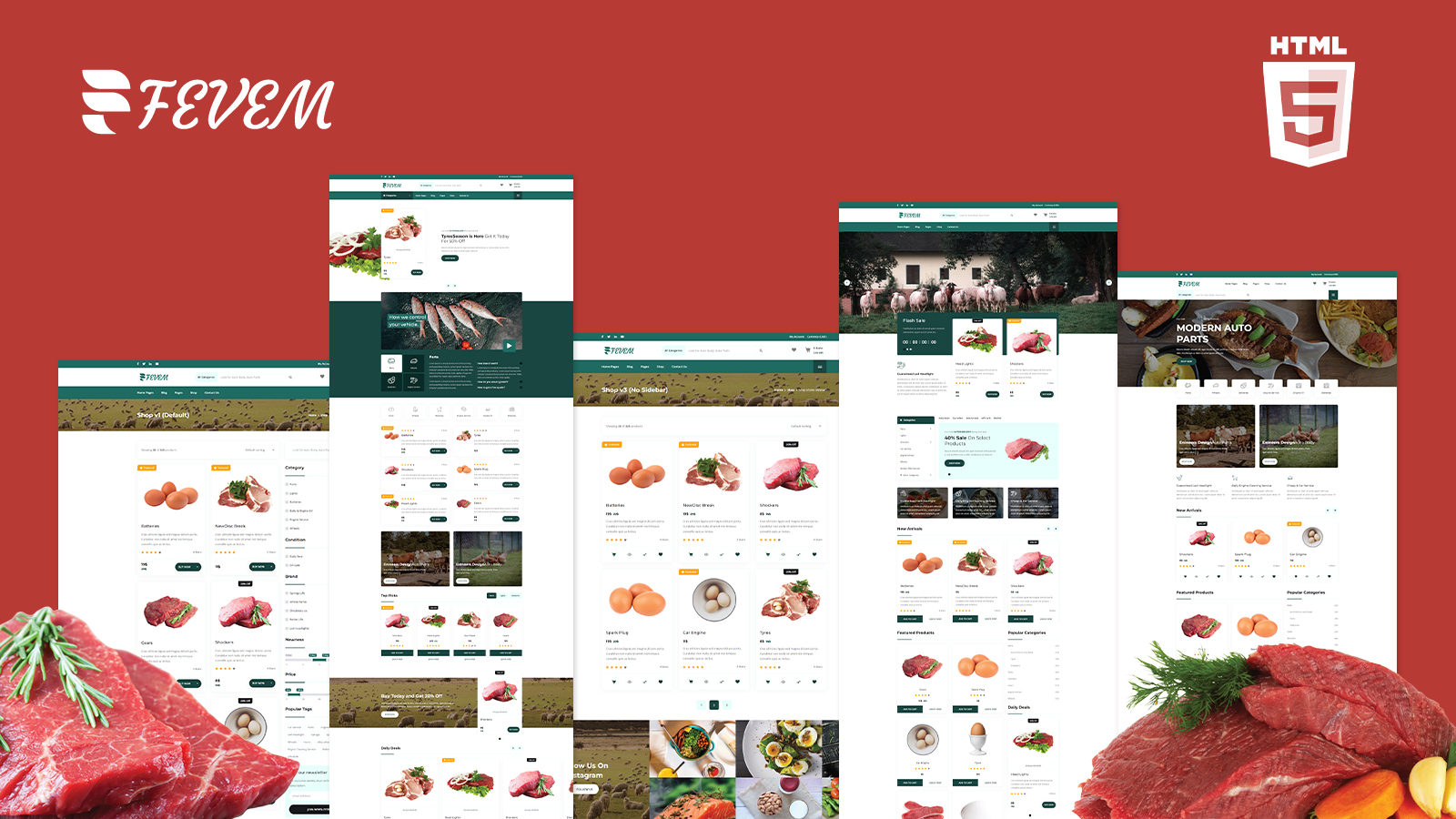 Fevem Butcher Meat Market HTML5 Ecommerce Website Template