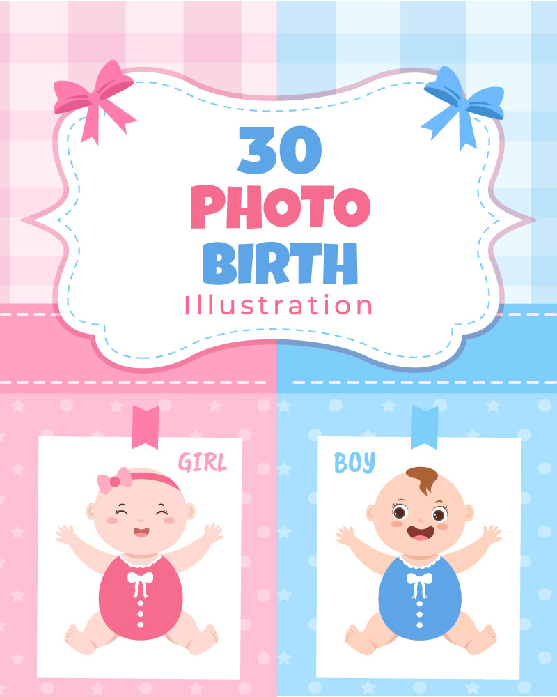 30 Birth Photo is it a Boy and Girl Cartoon Illustration