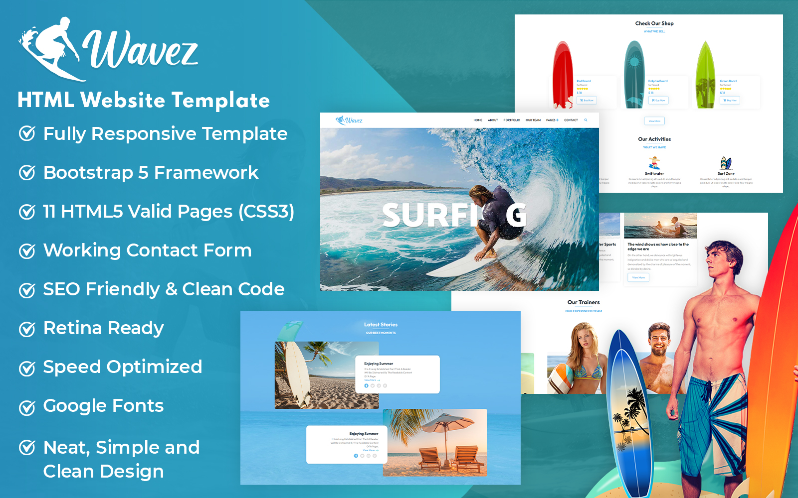 Wavez - Surfing HTML5 Website Template