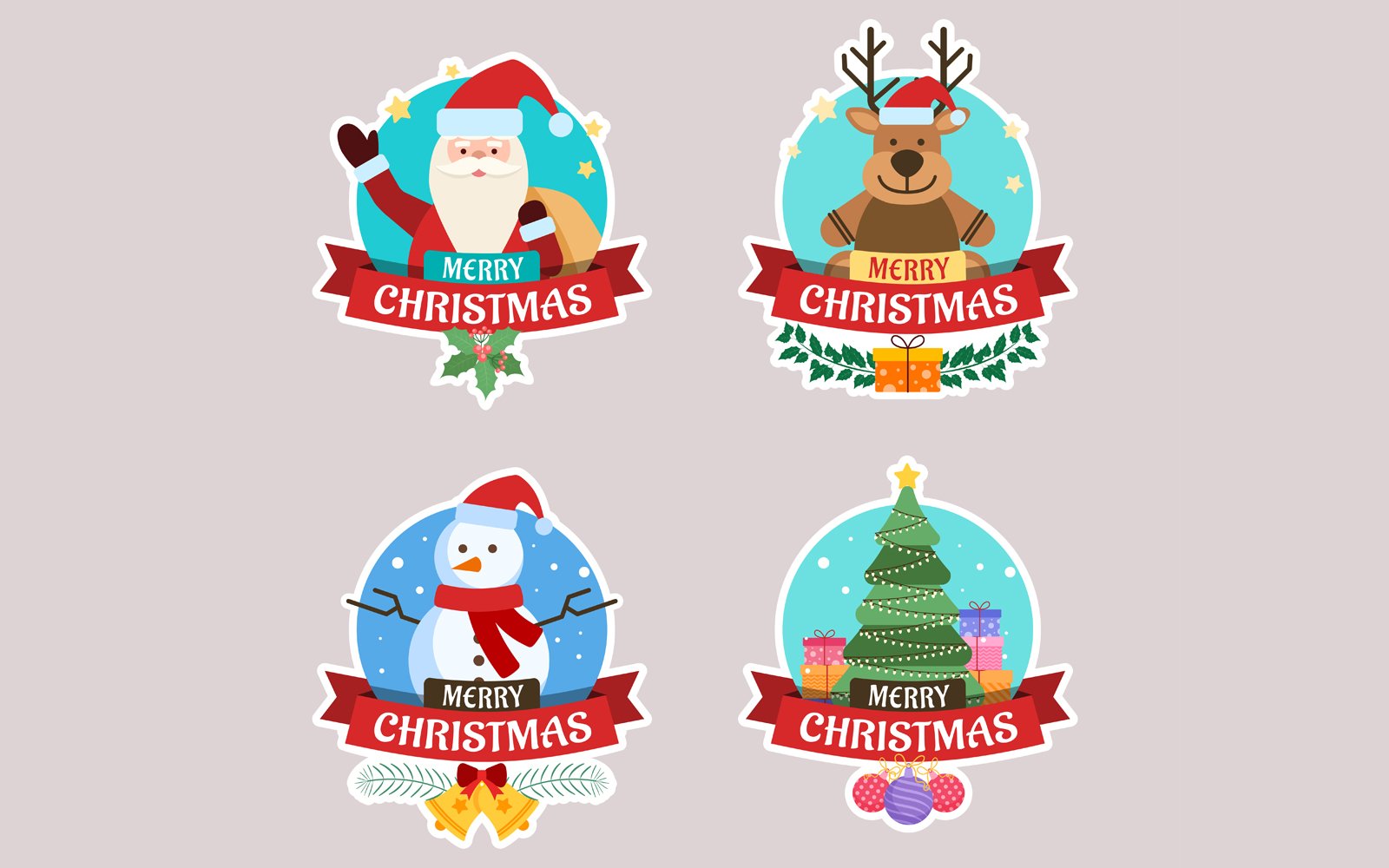 Christmas Greeting Illustration Sticker Set