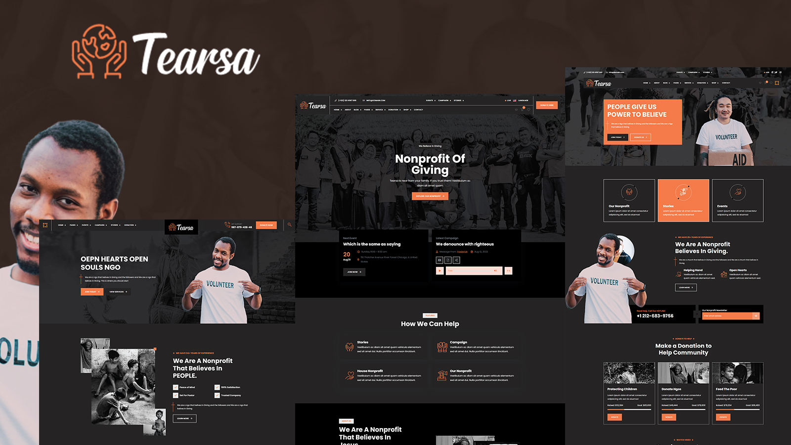 Tearsa Dark NonProfit Charity HTML Template