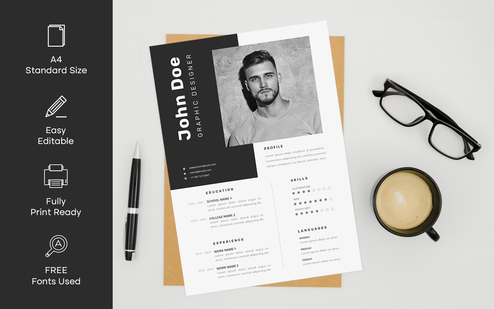 Modern Resume Template for Graphic Designer