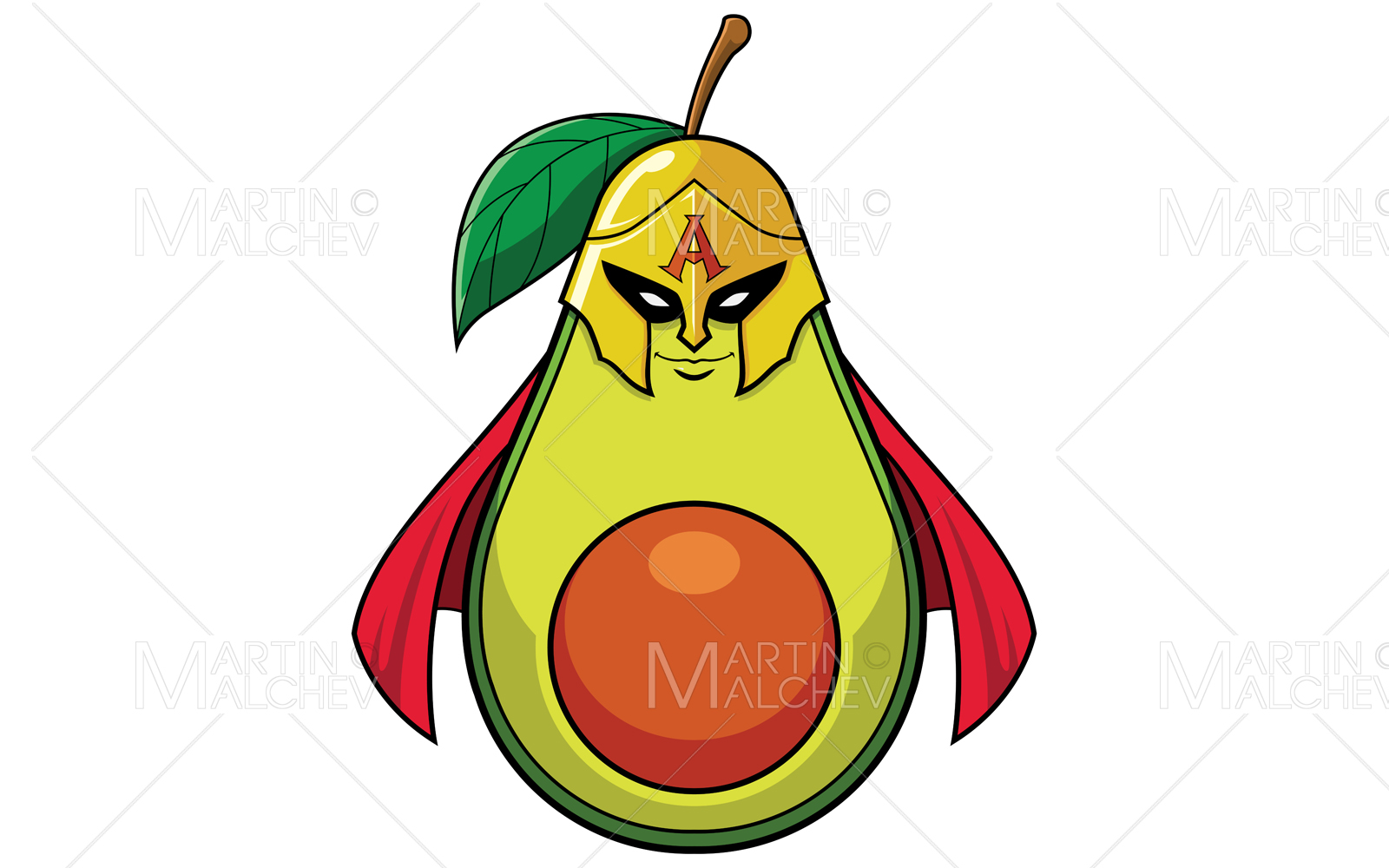 Avocado Superhero Mascot Vector Illustration