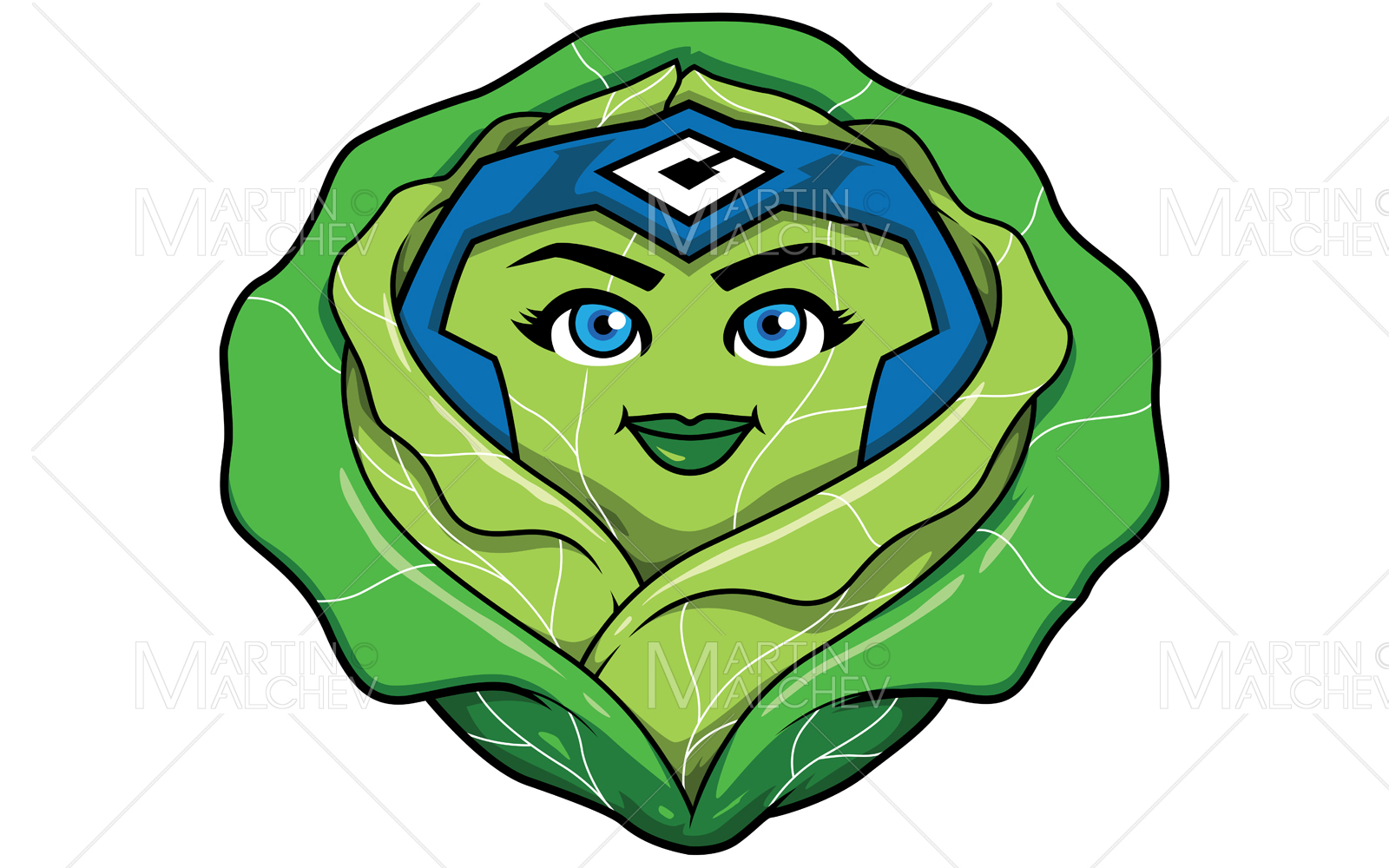 Cabbage Superhero Mascot Vector Illustration