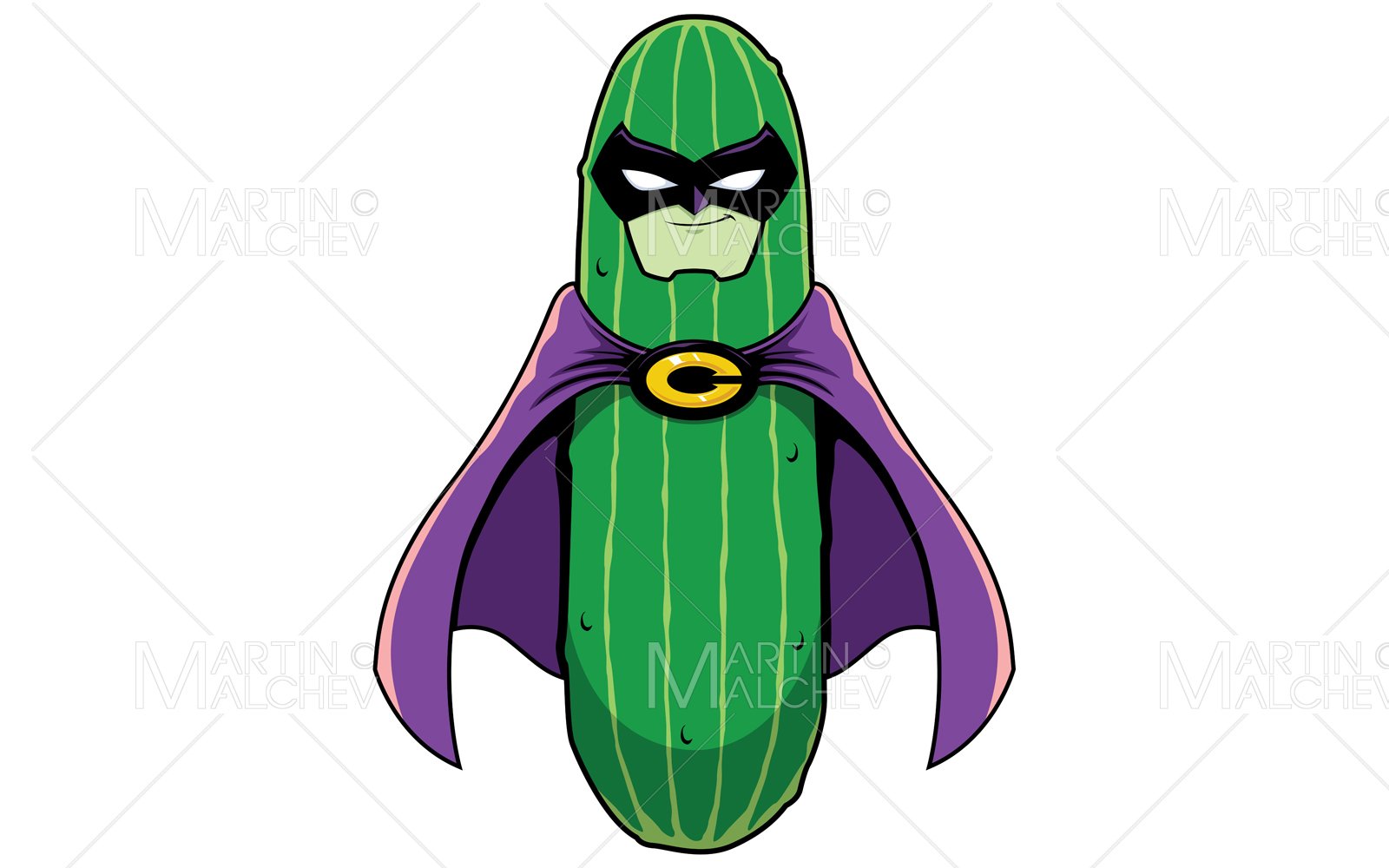 Cucumber Superhero Mascot Vector Illustration