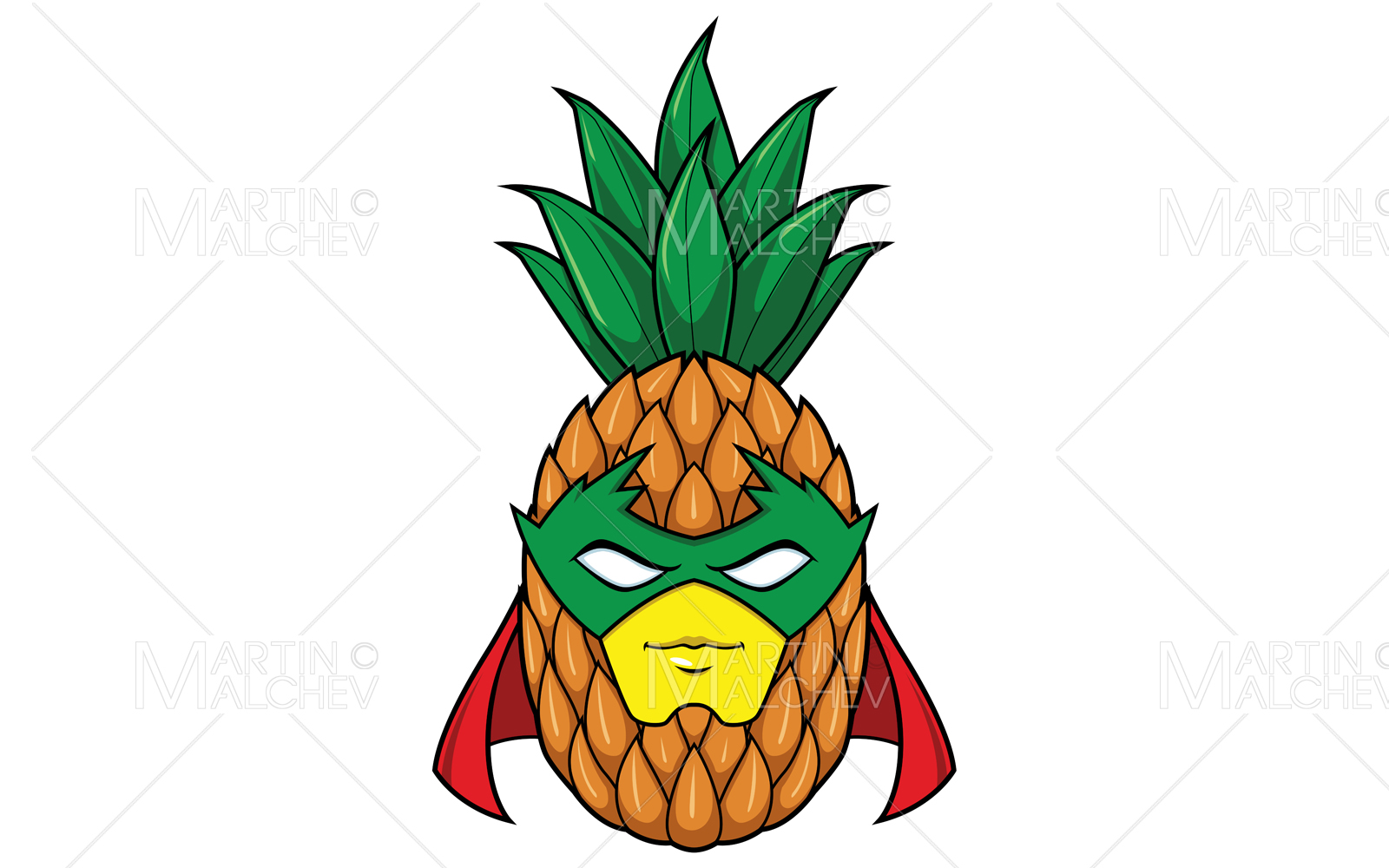 Pineapple Superhero Mascot Vector Illustration