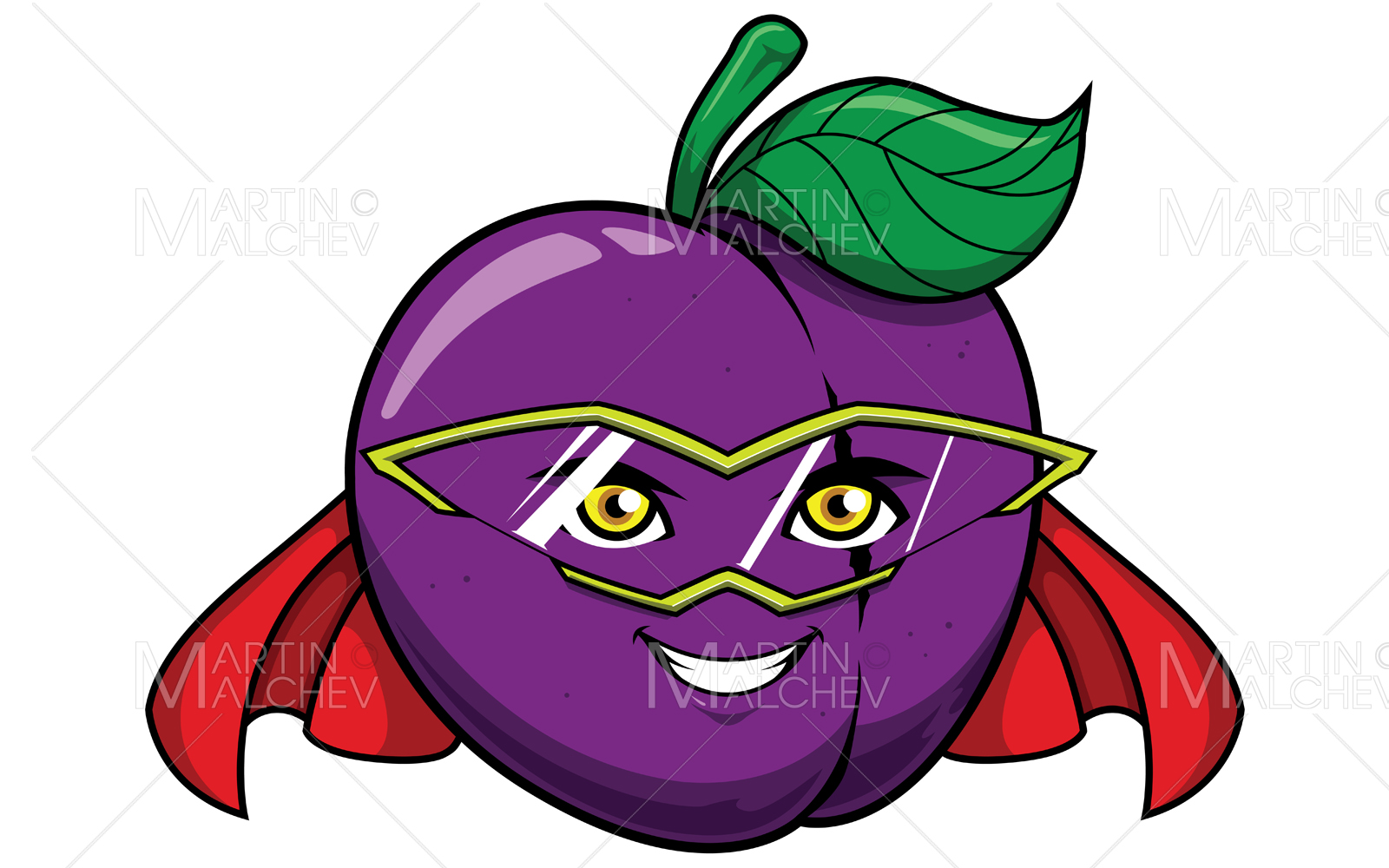 Plum Superhero Mascot Vector Illustration