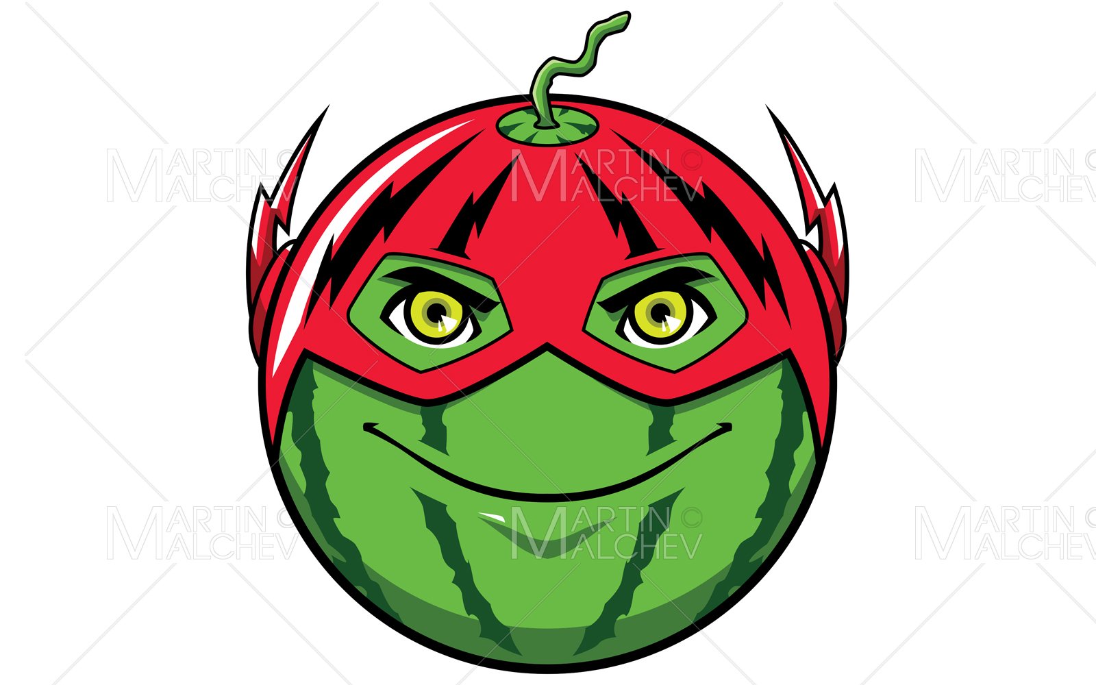 Watermelon Superhero Mascot Vector Illustration