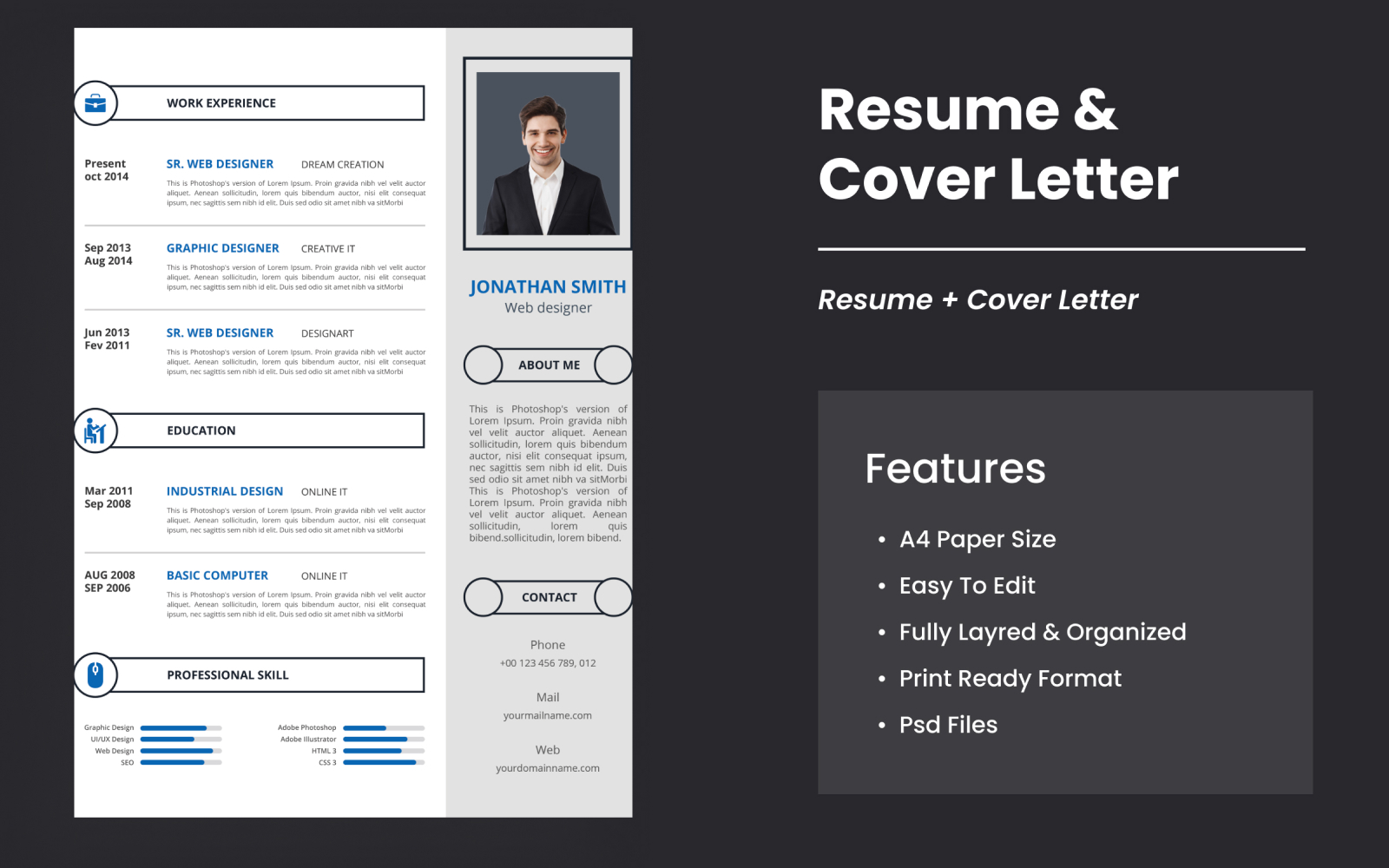 Modern CV/ Resume & Cover Letter Template