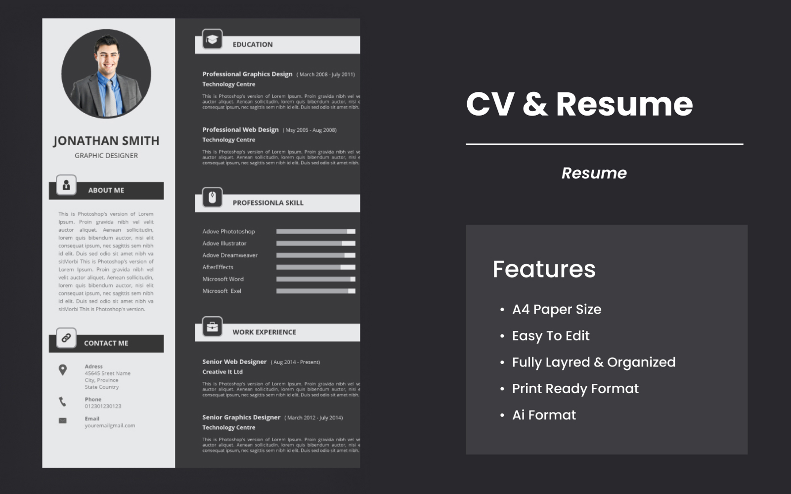 Minimalist CV and Resume Template
