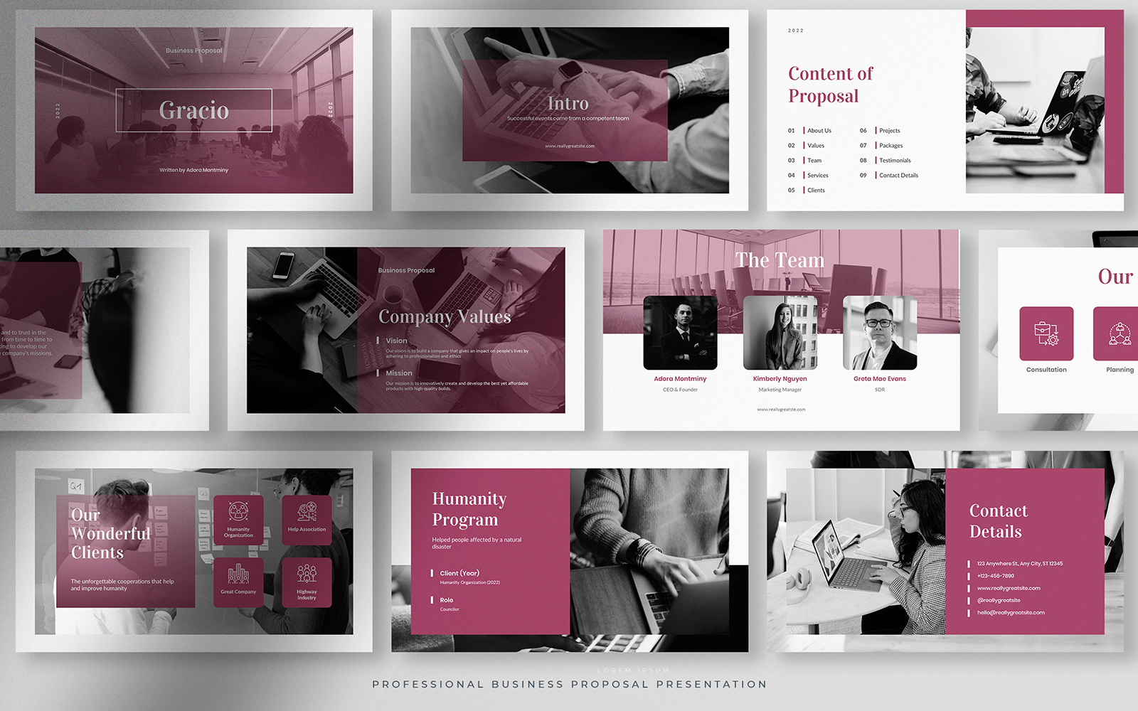 Gracio – Purple Grape Professional Business Proposal Presentation Template