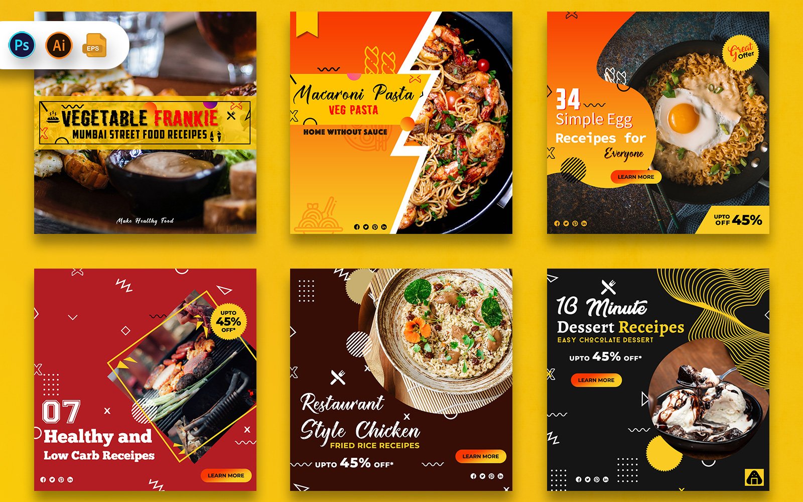 Food and Restaurant Social Media Post Templates