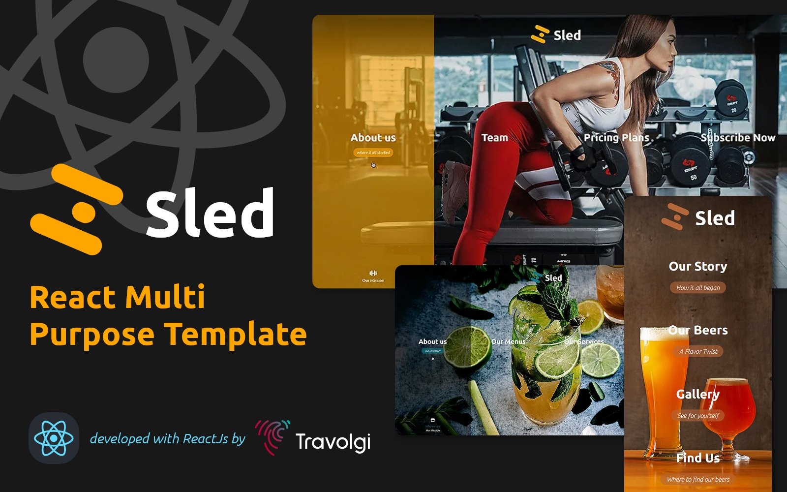 Sled | React Website template for Gym, Restaurant, Bar and Multipurpose Template