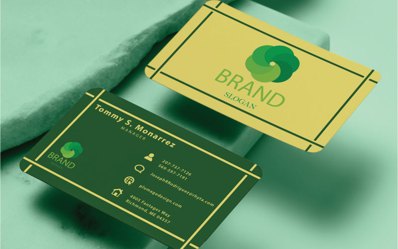 Creative Green And Yellow Business Card
