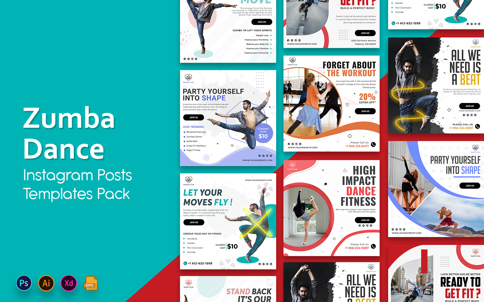 Zumba Dance Social Media Post Templates