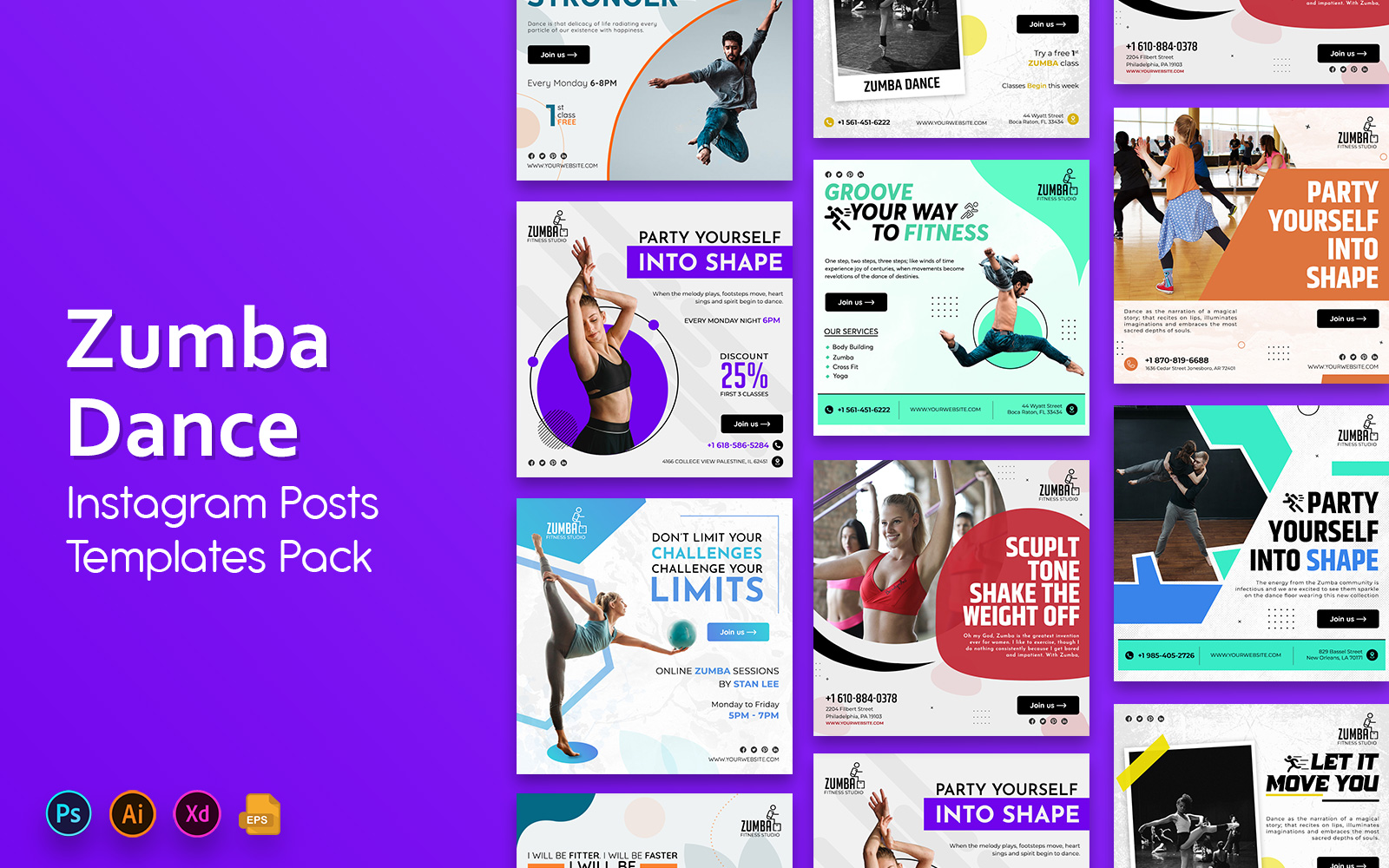 Zumba Dance Fitness Social Media Post Templates