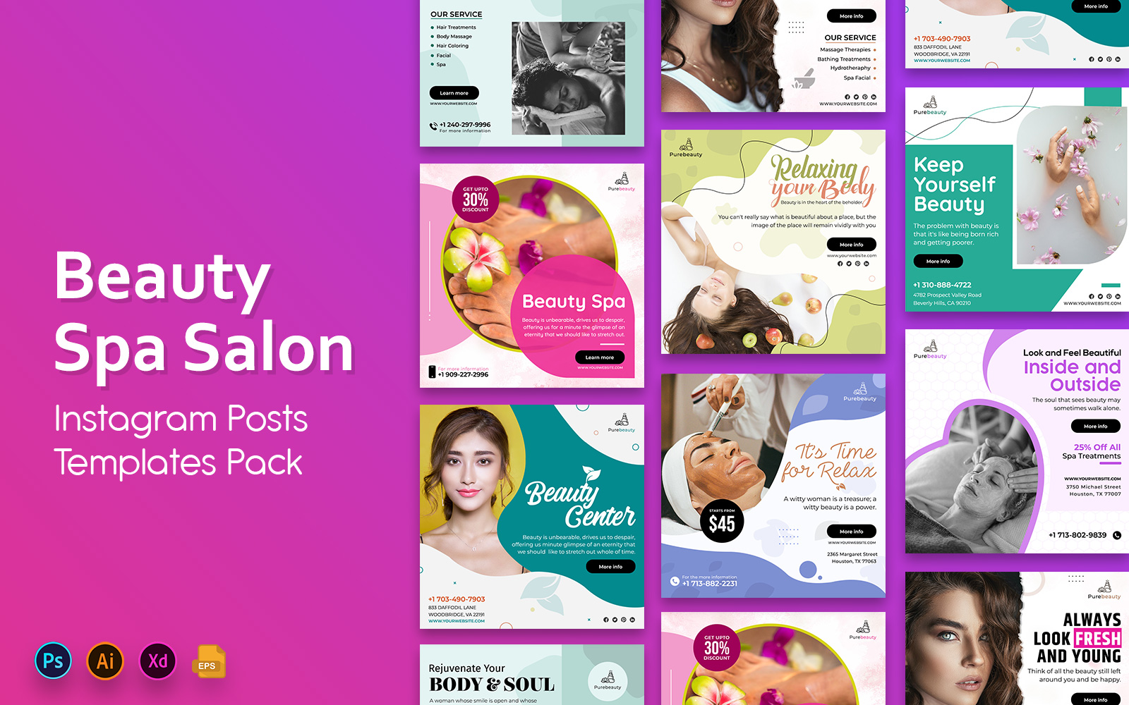 Beauty and Spa Social Media Post Templates