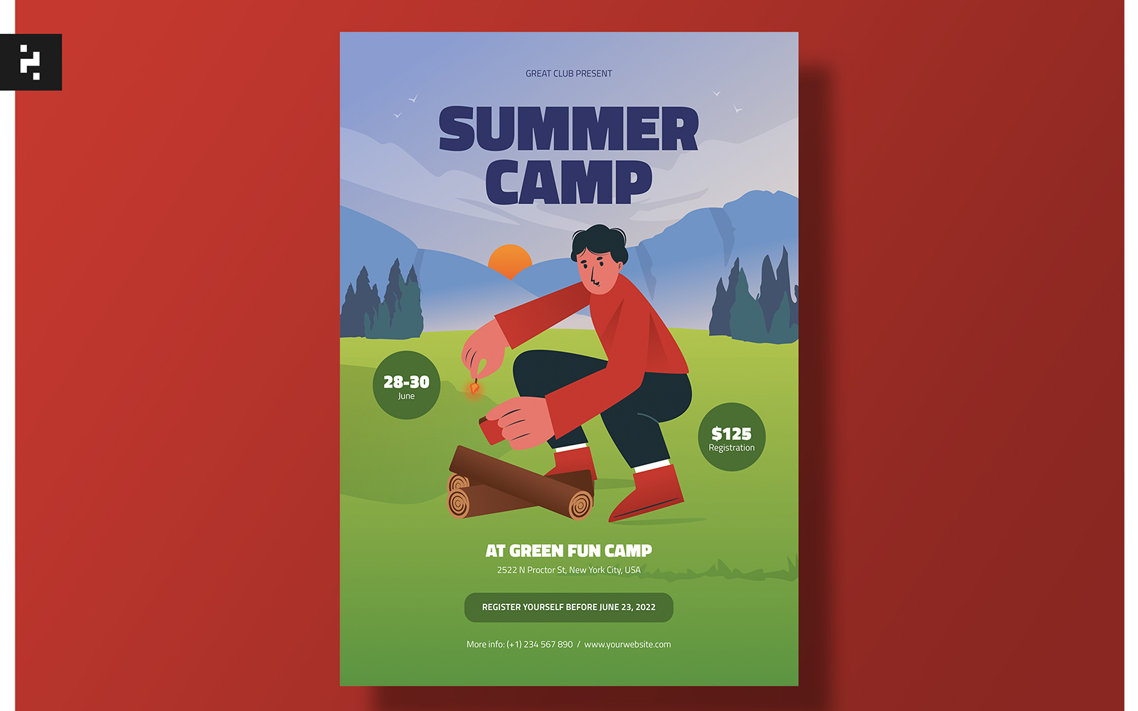 Summer Camp Fire Flyer Template