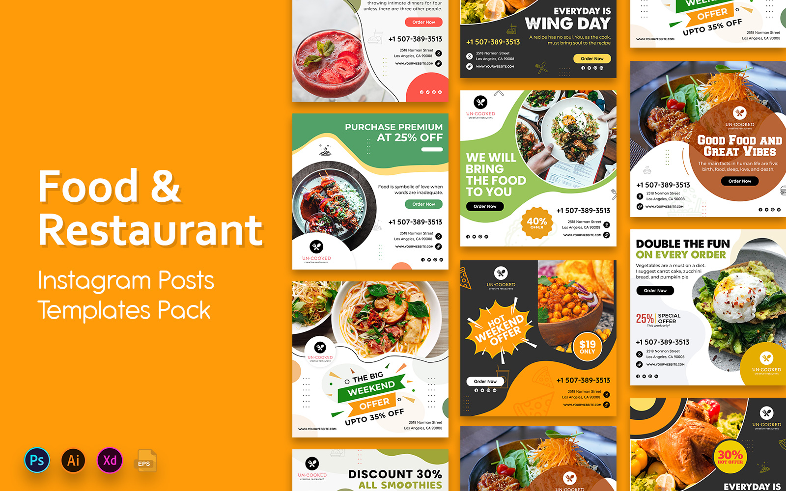 Restaurant and Food Social Media Post Templates