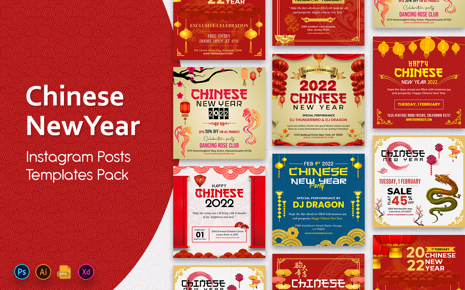 Chinese New year Social Media Post Templates