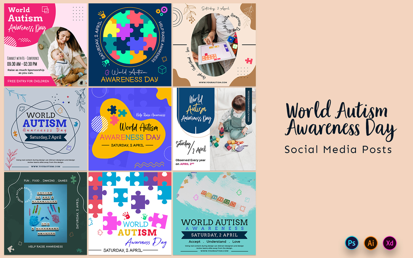 World Autism Awareness Day Social Media Instagram Posts