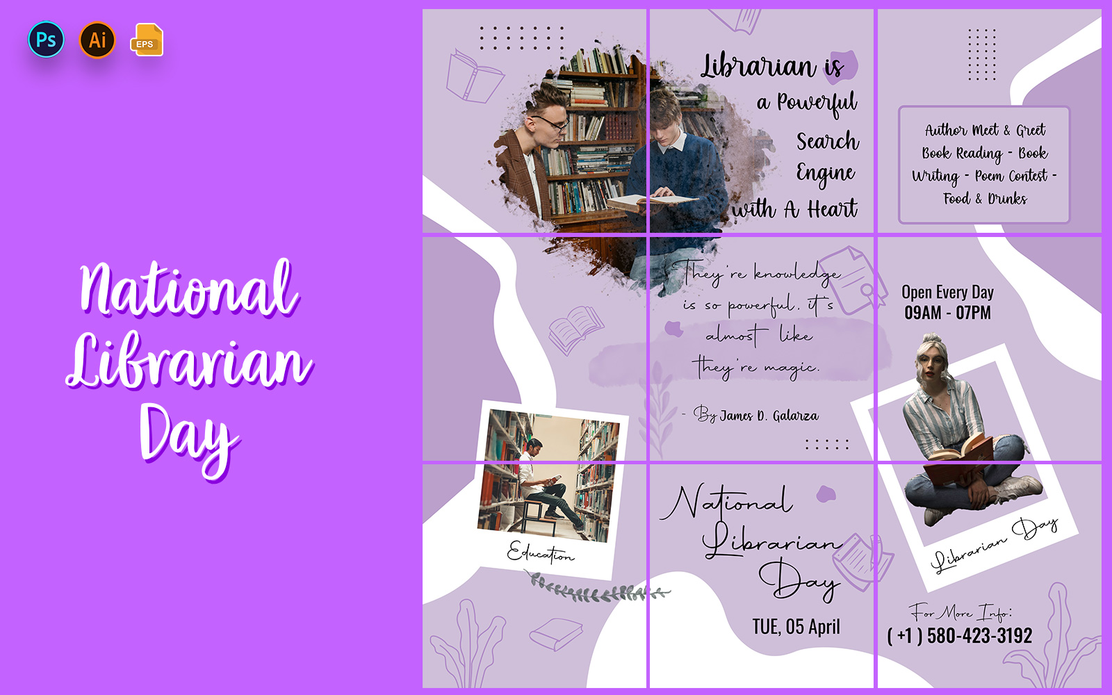 National Librarian Day Social Media Posts