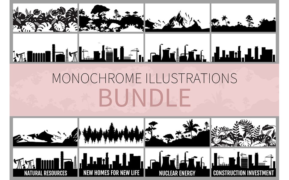 Monochrome Illustrations Bundle