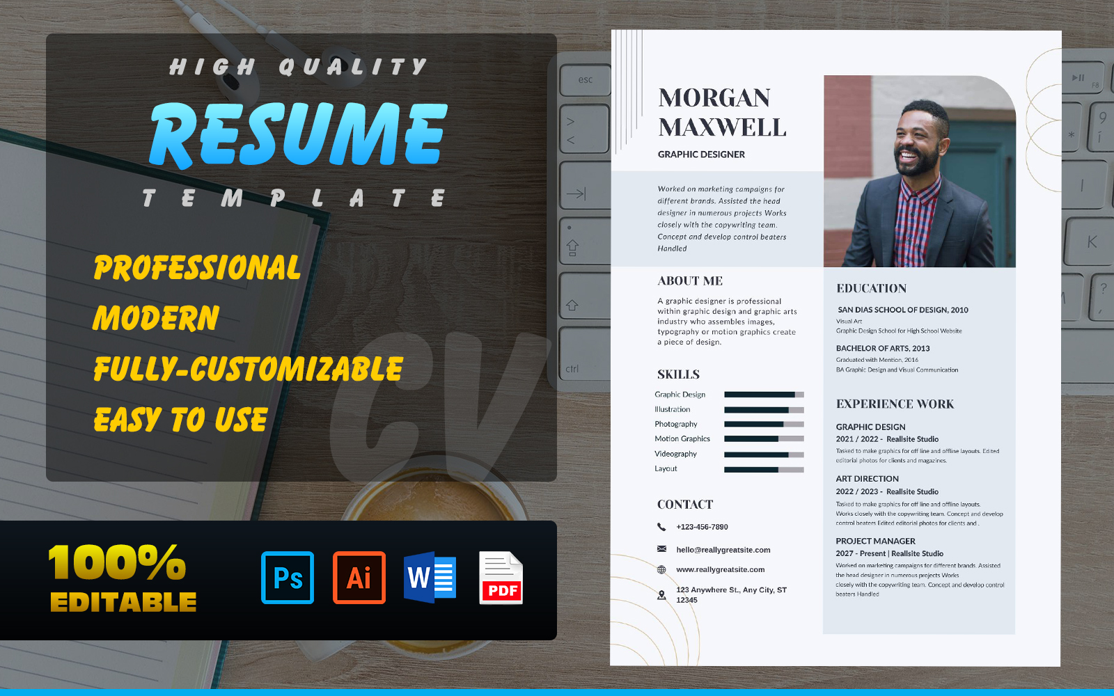 Resume / CV | Professional | Modern | High quality | 100% Editable