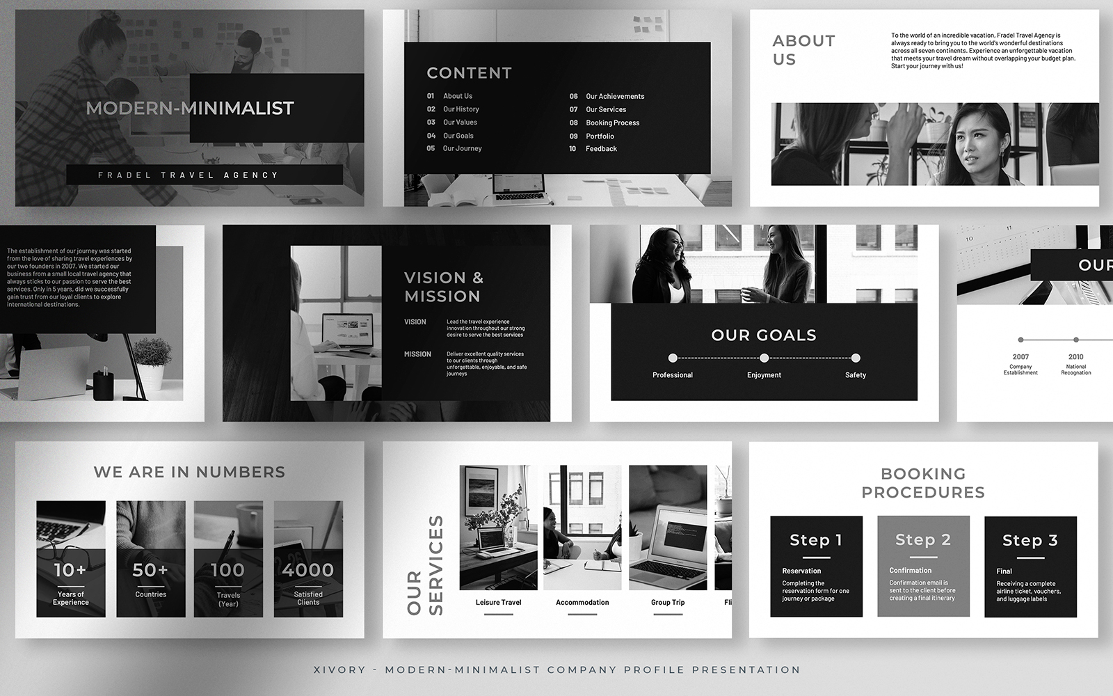 Xivory – Black Modern Minimalist Company Profile Presentation