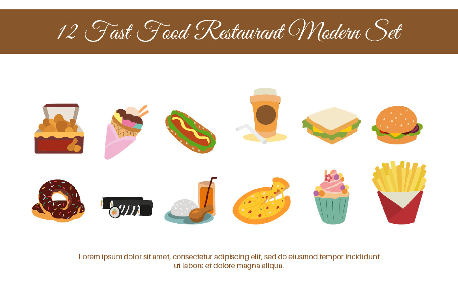 12 Fast Food Restaurant Modern Set