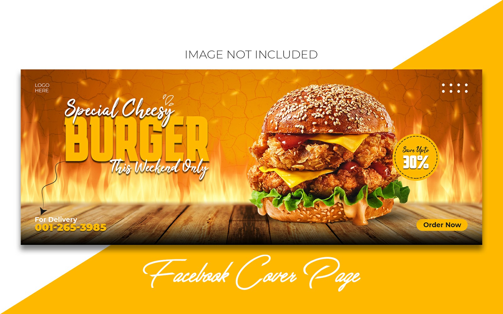 Delicious Burger and Promotional Food Post Template For Facebook Cover