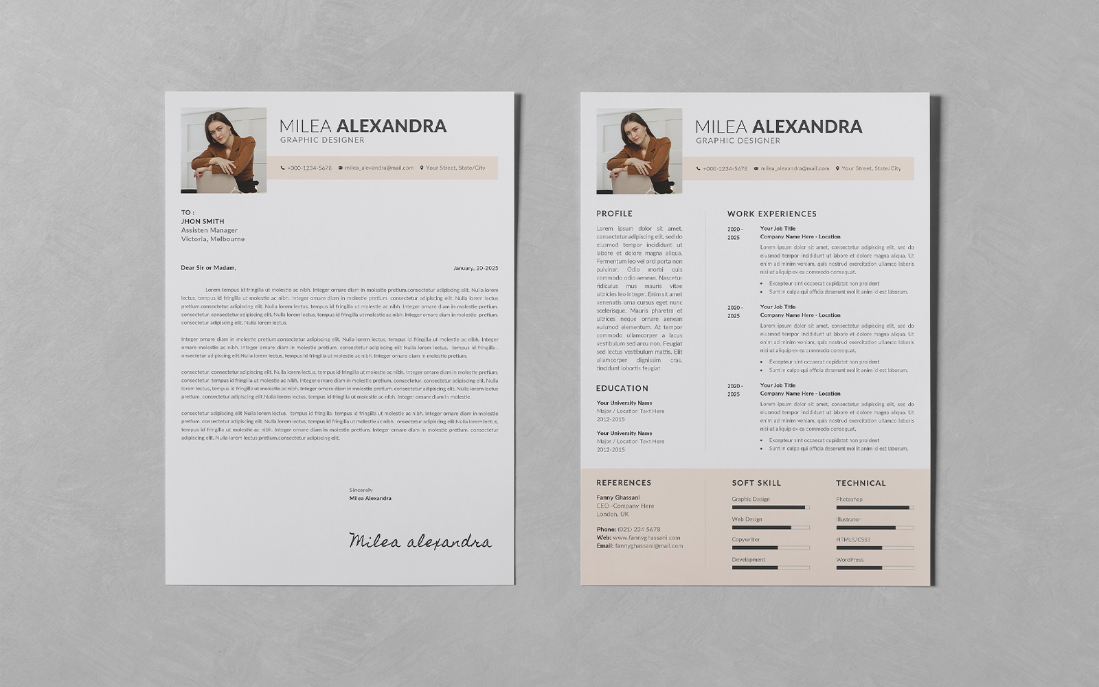 Resume CV and Cover Letter Design PSD Templates