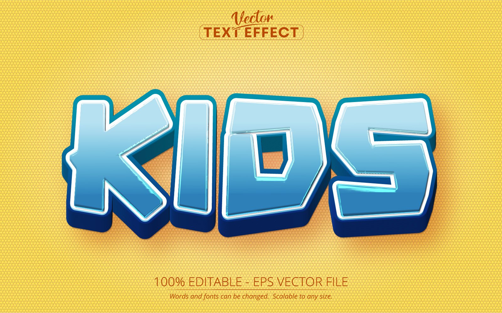 Kids - Editable Text Effect, Cartoon Blue Color Text Style, Graphics Illustration