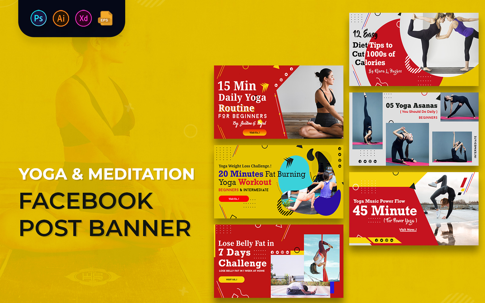 Yoga and Meditation Facebook Ad Banners Template