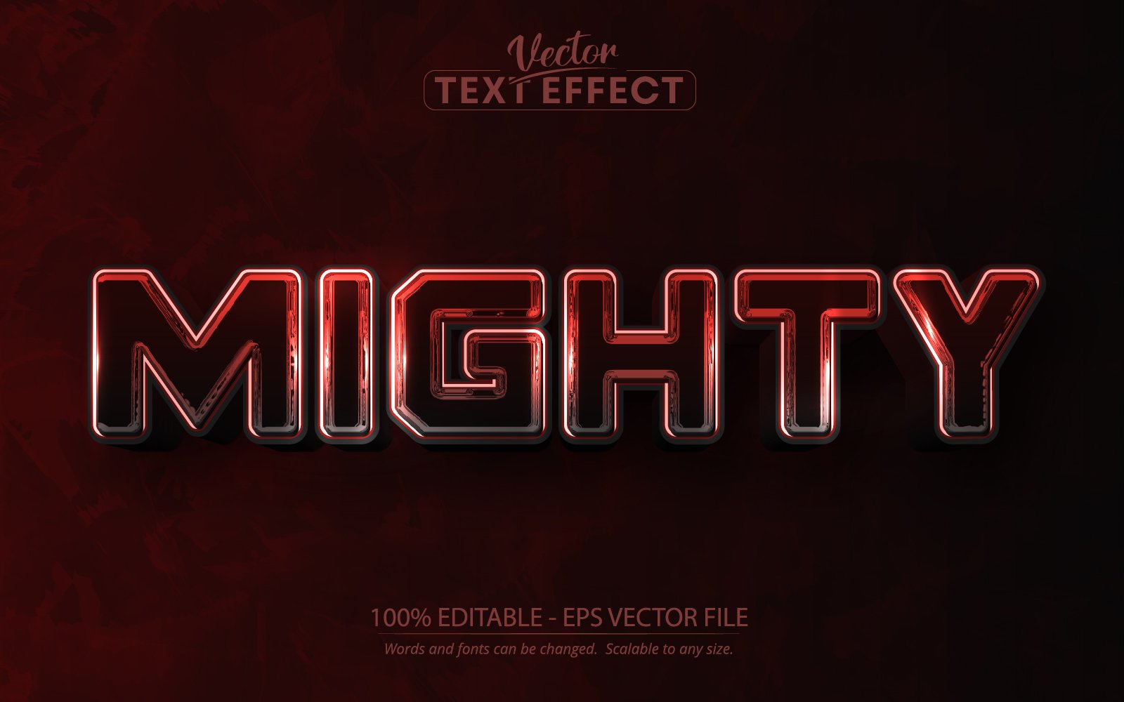 Mighty - Editable Text Effect, Metal And Brown Color Text Style, Graphics Illustration
