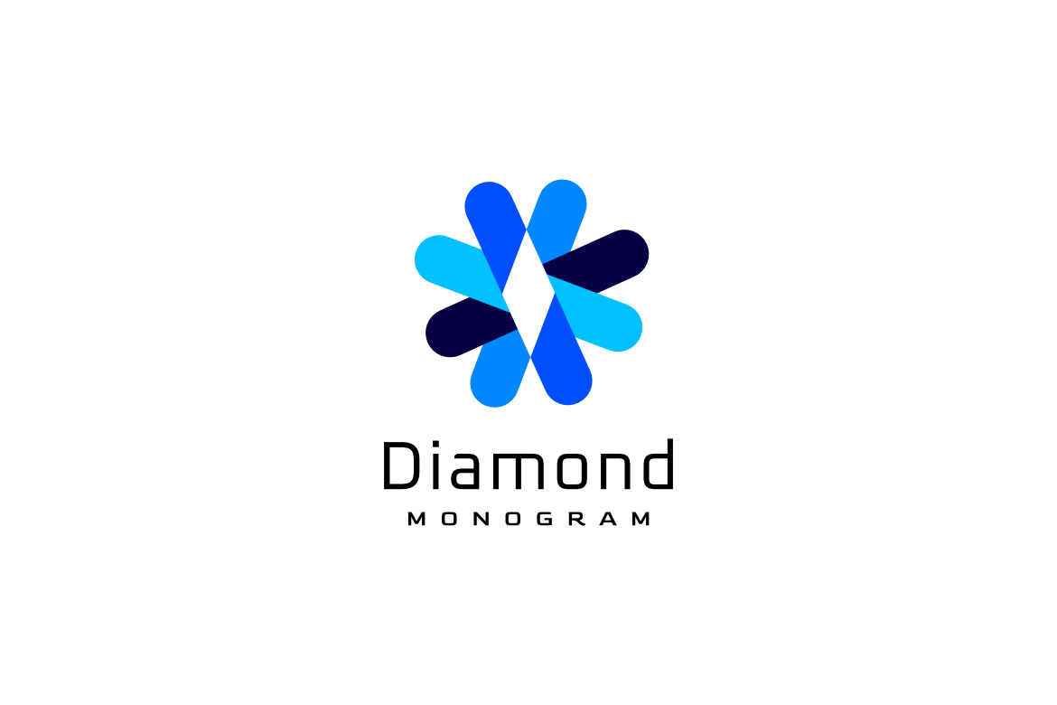 Monogram Diamond Letter XV Negative Space Logo