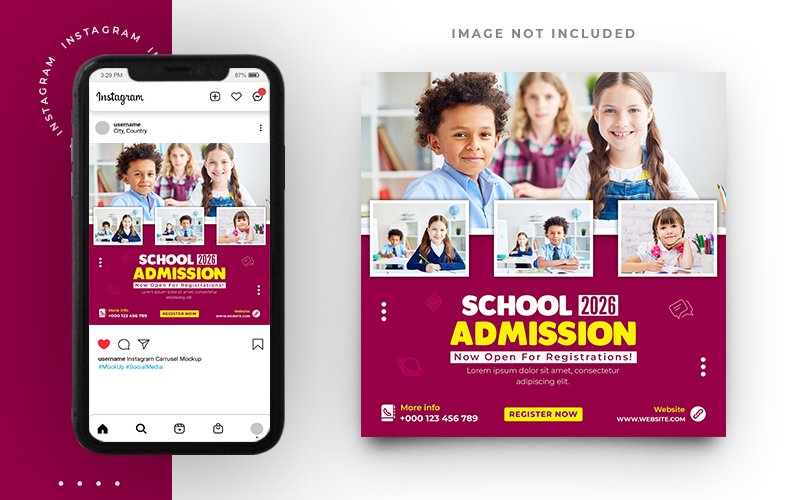 School Admission Social Media Post Banner Template