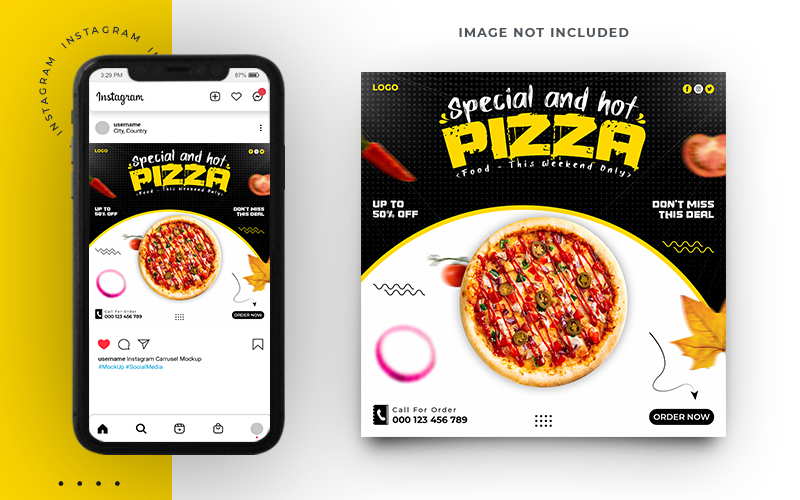 Pizza Promo Social Media Instagram Post Banner Template