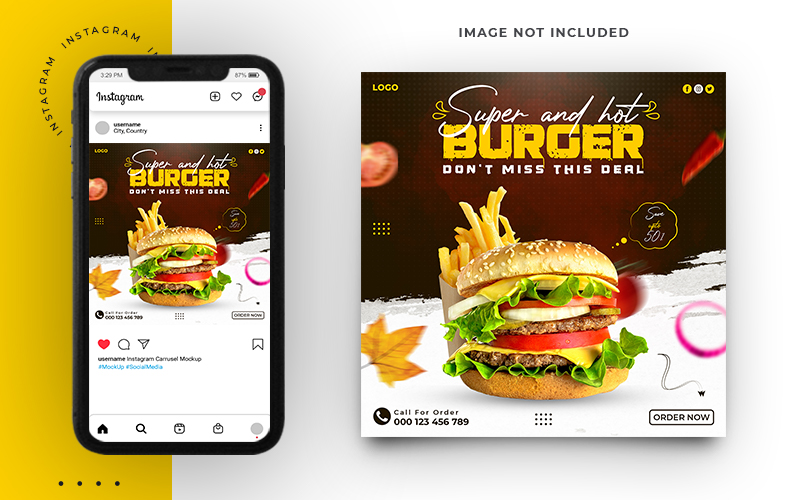 Burger Social Media Post Banner Template