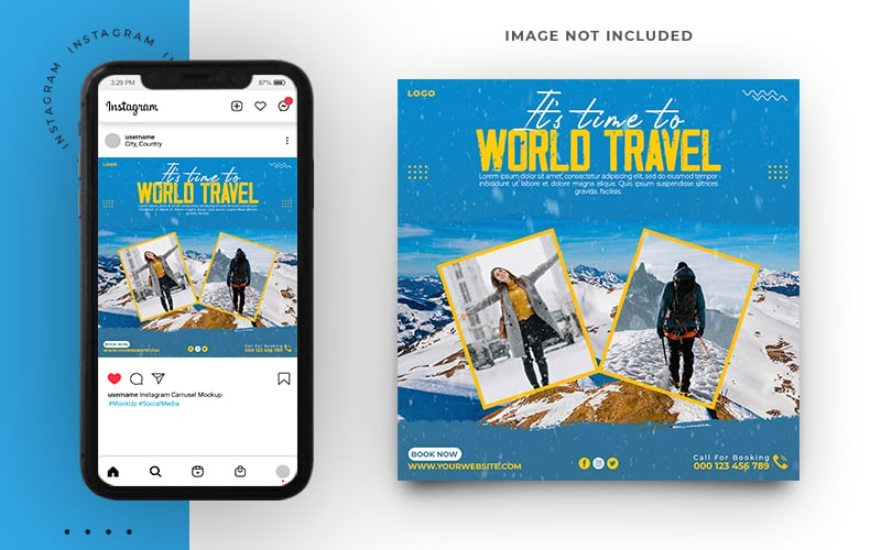 Explore The World Travel Social Media Post Template