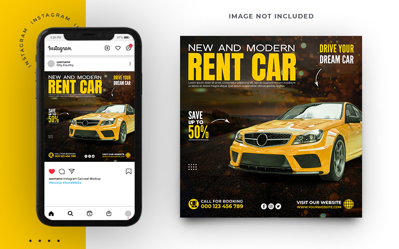 Rent Car Social Media Post And Web Banner Template