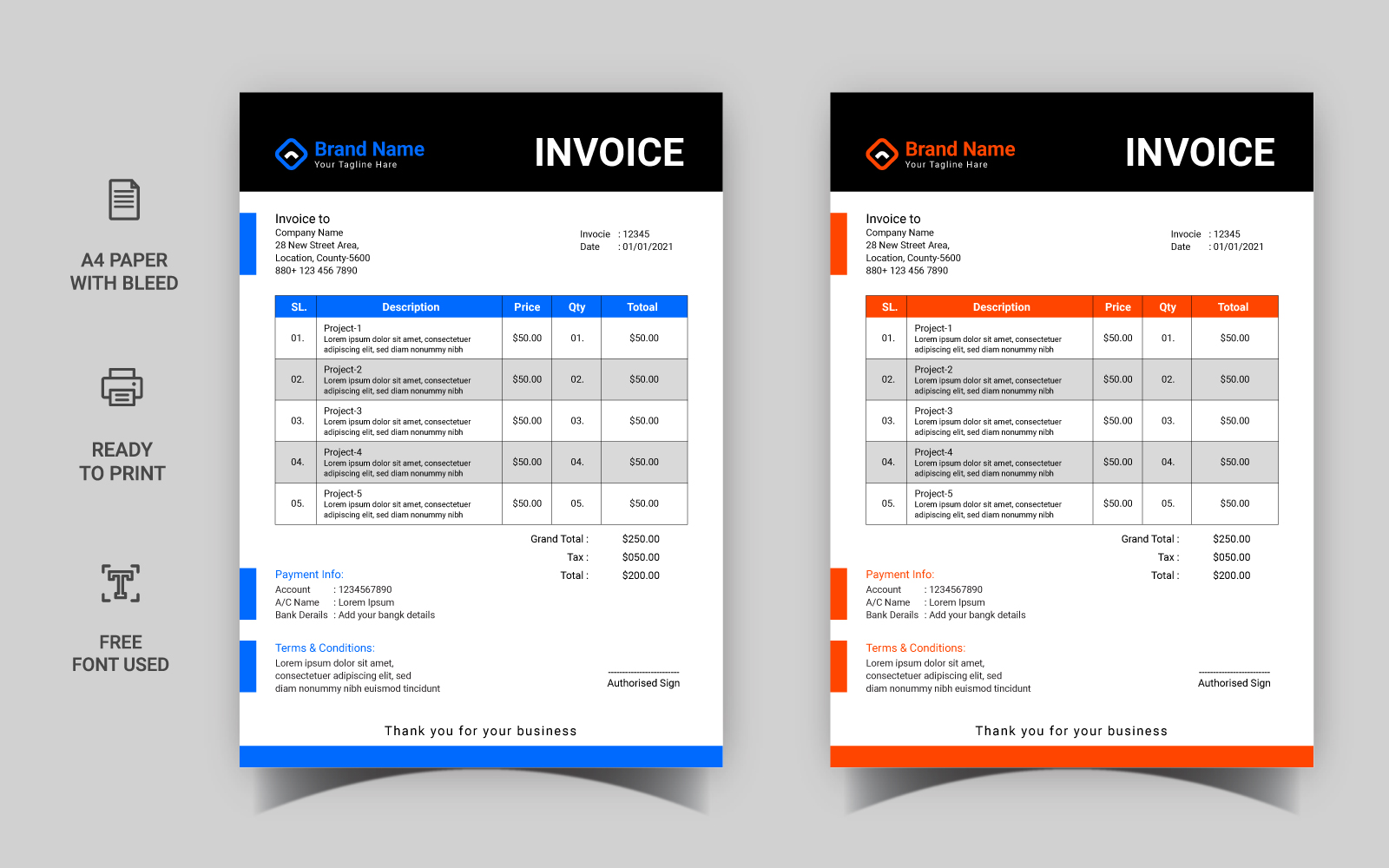 Professional Invoice Template Design