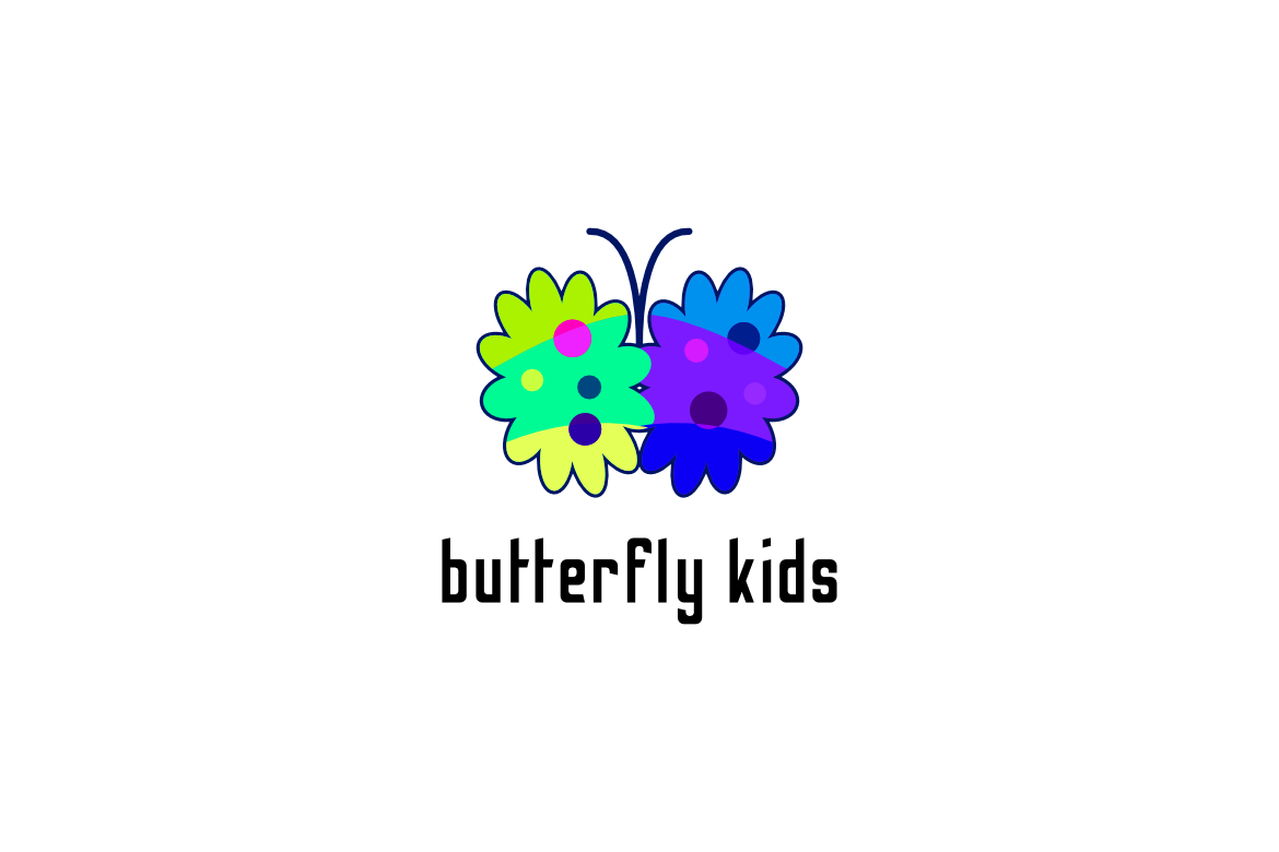 Butterfly Kids Fun Joy Logo