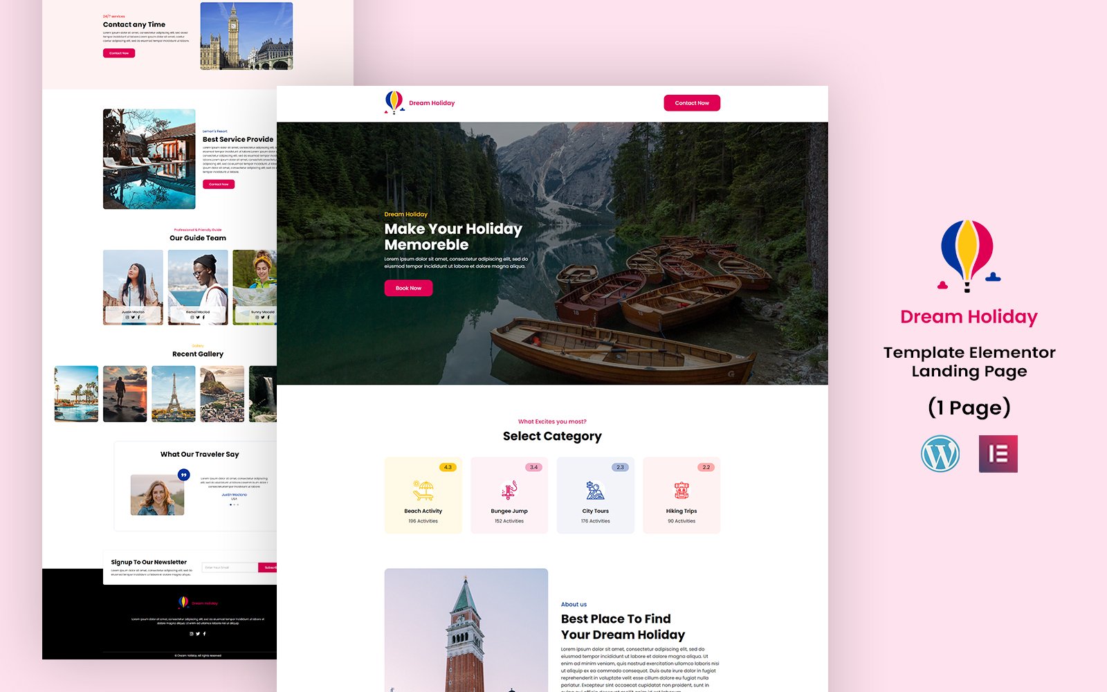 Dream Holidy - Tour and Travel Services Elementor Template