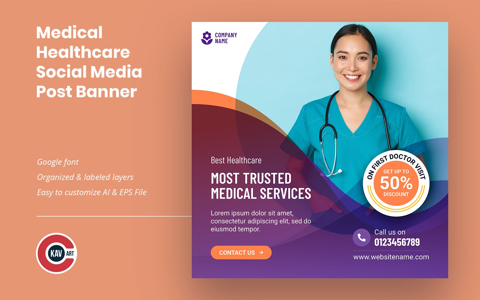 Medical Healthcare Services Social Media Post & Web Banner Template