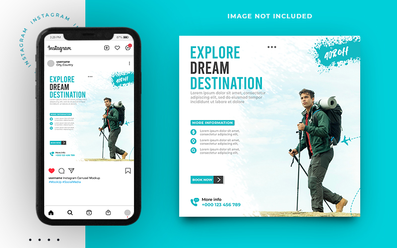 Travel Instagram Post Web Banner For Social Media Template